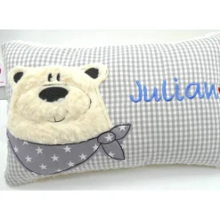 Namenskissen Taufkissen Kuschelkissen Kindergartenkissen Geburtsgeschenk  Bär Eisbär