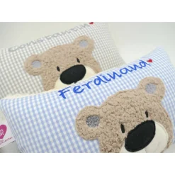 Namenskissen Taufkissen Kuschelkissen Kindergartenkissen Geburtsgeschenk  Bär Teddybär Kuschelbär