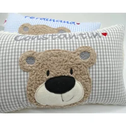 Namenskissen Taufkissen Kuschelkissen Kindergartenkissen Geburtsgeschenk  Bär Teddybär Kuschelbär