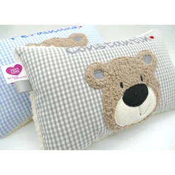 Namenskissen Taufkissen Kuschelkissen Kindergartenkissen Geburtsgeschenk  Bär Teddybär Kuschelbär