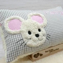 Namenskissen Taufkissen Kuschelkissen Kindergartenkissen Geburtsgeschenk  Schmusekissen Maus Mäuschen Mäuse