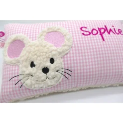 Namenskissen Taufkissen Kuschelkissen Kindergartenkissen Geburtsgeschenk  Schmusekissen Maus Mäuschen Mäuse