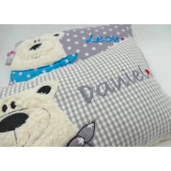 Namenskissen Taufkissen Kuschelkissen Kindergartenkissen Geburtsgeschenk  Bär Eisbär