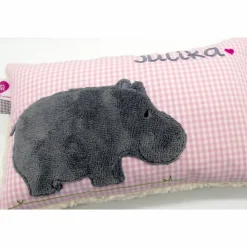 Namenskissen Taufkissen Kuschelkissen Kindergartenkissen Geburtsgeschenk  Nilpferd Hippo