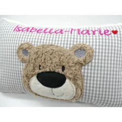 Namenskissen Taufkissen Kuschelkissen Kindergartenkissen Geburtsgeschenk  Bär Teddybär Kuschelbär