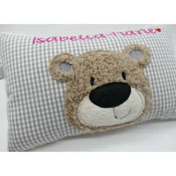 Namenskissen Taufkissen Kuschelkissen Kindergartenkissen Geburtsgeschenk  Bär Teddybär Kuschelbär