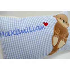Namenskissen Taufkissen Kuschelkissen Kindergartenkissen Geburtsgeschenk  Otter Babyotter Fischotter Kuschelotter