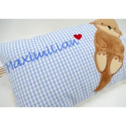 Namenskissen Taufkissen Kuschelkissen Kindergartenkissen Geburtsgeschenk  Otter Babyotter Fischotter Kuschelotter