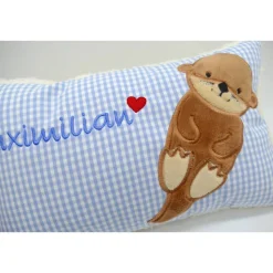 Namenskissen Taufkissen Kuschelkissen Kindergartenkissen Geburtsgeschenk  Otter Babyotter Fischotter Kuschelotter