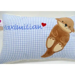 Namenskissen Taufkissen Kuschelkissen Kindergartenkissen Geburtsgeschenk  Otter Babyotter Fischotter Kuschelotter