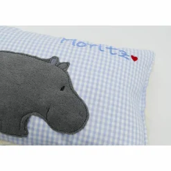 Namenskissen Taufkissen Kuschelkissen Kindergartenkissen Geburtsgeschenk  Nilpferd Hippo