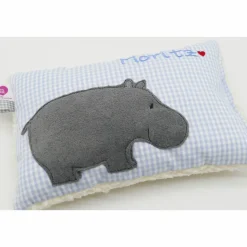 Namenskissen Taufkissen Kuschelkissen Kindergartenkissen Geburtsgeschenk  Nilpferd Hippo