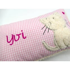 Namenskissen Taufkissen Kuschelkissen Kindergartenkissen Geburtsgeschenk  Schmusekissen Katze Kätzchen