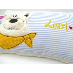 Namenskissen Taufkissen Kuschelkissen Kindergartenkissen Geburtsgeschenk  Teddykissen Bär Eisbär
