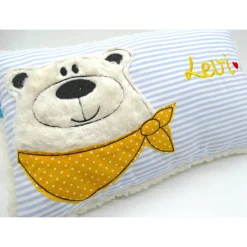 Namenskissen Taufkissen Kuschelkissen Kindergartenkissen Geburtsgeschenk  Teddykissen Bär Eisbär