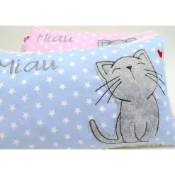 Namenskissen Taufkissen Kuschelkissen Kindergartenkissen Geburtsgeschenk  Schmusekissen Katze Kätzchen