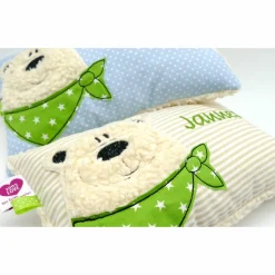 Namenskissen Taufkissen Kuschelkissen Kindergartenkissen Geburtsgeschenk  Bär Eisbär