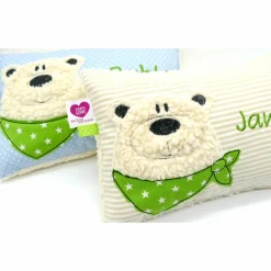 Namenskissen Taufkissen Kuschelkissen Kindergartenkissen Geburtsgeschenk  Bär Eisbär