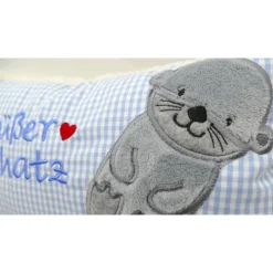Namenskissen Taufkissen Kuschelkissen Kindergartenkissen Geburtsgeschenk  Otter Babyotter Fischotter Kuschelotter