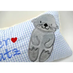 Namenskissen Taufkissen Kuschelkissen Kindergartenkissen Geburtsgeschenk  Otter Babyotter Fischotter Kuschelotter