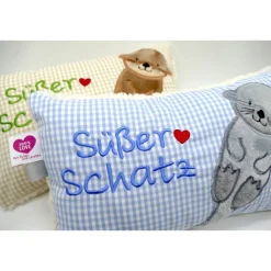 Namenskissen Taufkissen Kuschelkissen Kindergartenkissen Geburtsgeschenk  Otter Babyotter Fischotter Kuschelotter