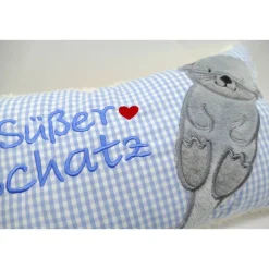 Namenskissen Taufkissen Kuschelkissen Kindergartenkissen Geburtsgeschenk  Otter Babyotter Fischotter Kuschelotter