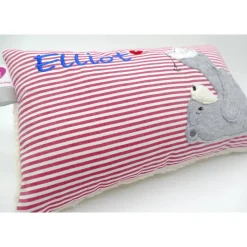 Namenskissen Taufkissen Kuschelkissen Kindergartenkissen Geburtsgeschenk  Bär mit Boot Jungenkissen