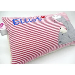 Namenskissen Taufkissen Kuschelkissen Kindergartenkissen Geburtsgeschenk  Bär mit Boot Jungenkissen