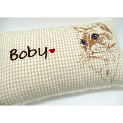 Namenskissen Taufkissen Kuschelkissen Kindergartenkissen Geburtsgeschenk  Schmusekissen Katzenkissen Langhaar