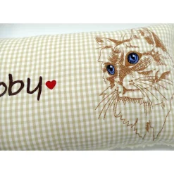 Namenskissen Taufkissen Kuschelkissen Kindergartenkissen Geburtsgeschenk  Schmusekissen Katzenkissen Langhaar