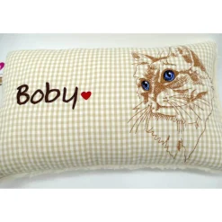 Namenskissen Taufkissen Kuschelkissen Kindergartenkissen Geburtsgeschenk  Schmusekissen Katzenkissen Langhaar