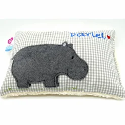 Namenskissen Taufkissen Kuschelkissen Kindergartenkissen Geburtsgeschenk  Nilpferd Hippo