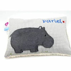 Namenskissen Taufkissen Kuschelkissen Kindergartenkissen Geburtsgeschenk  Nilpferd Hippo
