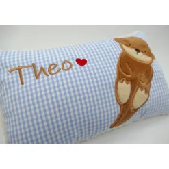 Namenskissen Taufkissen Kuschelkissen Kindergartenkissen Geburtsgeschenk  Otter Babyotter Fischotter Kuschelotter
