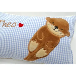 Namenskissen Taufkissen Kuschelkissen Kindergartenkissen Geburtsgeschenk  Otter Babyotter Fischotter Kuschelotter