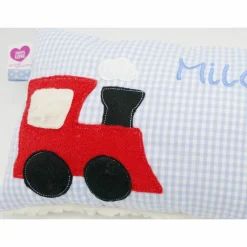Namenskissen Taufkissen Kuschelkissen Kindergartenkissen Geburtsgeschenk  Eisenbahn Lok Lokomotive