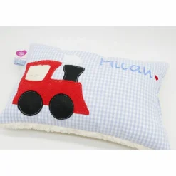 Namenskissen Taufkissen Kuschelkissen Kindergartenkissen Geburtsgeschenk  Eisenbahn Lok Lokomotive