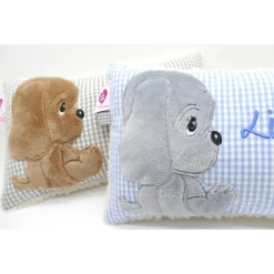 Namenskissen Taufkissen Kuschelkissen Kindergartenkissen Geburtsgeschenk Kuschliger Hundewelpe