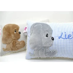 Namenskissen Taufkissen Kuschelkissen Kindergartenkissen Geburtsgeschenk Kuschliger Hundewelpe