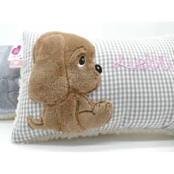Namenskissen Taufkissen Kuschelkissen Kindergartenkissen Geburtsgeschenk Kuschliger Hundewelpe