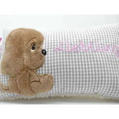 Namenskissen Taufkissen Kuschelkissen Kindergartenkissen Geburtsgeschenk Kuschliger Hundewelpe