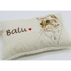 Namenskissen Taufkissen Kuschelkissen Kindergartenkissen Geburtsgeschenk  Schmusekissen Katzenkissen Langhaar