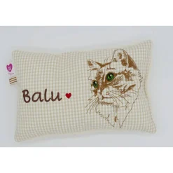 Namenskissen Taufkissen Kuschelkissen Kindergartenkissen Geburtsgeschenk  Schmusekissen Katzenkissen Langhaar