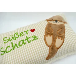 Namenskissen Taufkissen Kuschelkissen Kindergartenkissen Geburtsgeschenk  Otter Babyotter Fischotter Kuschelotter