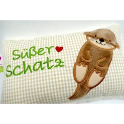 Namenskissen Taufkissen Kuschelkissen Kindergartenkissen Geburtsgeschenk  Otter Babyotter Fischotter Kuschelotter