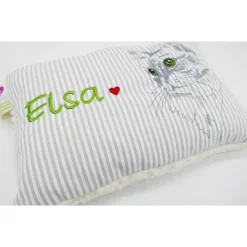 Namenskissen Taufkissen Kuschelkissen Kindergartenkissen Geburtsgeschenk  Schmusekissen Katzenkissen Langhaar