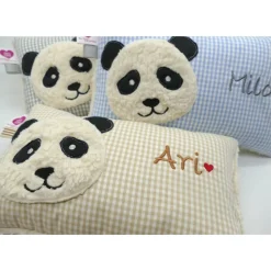 Namenskissen Taufkissen Kuschelkissen Kindergartenkissen Geburtsgeschenk  Panda Pandabär