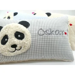 Namenskissen Taufkissen Kuschelkissen Kindergartenkissen Geburtsgeschenk  Panda Pandabär