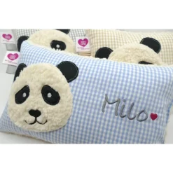 Namenskissen Taufkissen Kuschelkissen Kindergartenkissen Geburtsgeschenk  Panda Pandabär