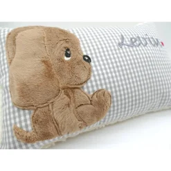 Namenskissen Taufkissen Kuschelkissen Kindergartenkissen Geburtsgeschenk Kuschliger Hundewelpe